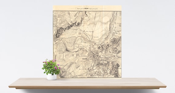 Vilnius / Wilna / Vilnja / Wilno / Vilno Vintage City Map on Paper 1861. Antique Map. Russia Historical City Map. Poster Map. Vilnius Area