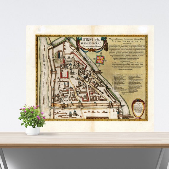 Moscovia 1662 City Map Poster on Paper. Different Sizes. Russia Historical City Map. Vintage City Map. Map Reprint. Moscow Map. Unframed