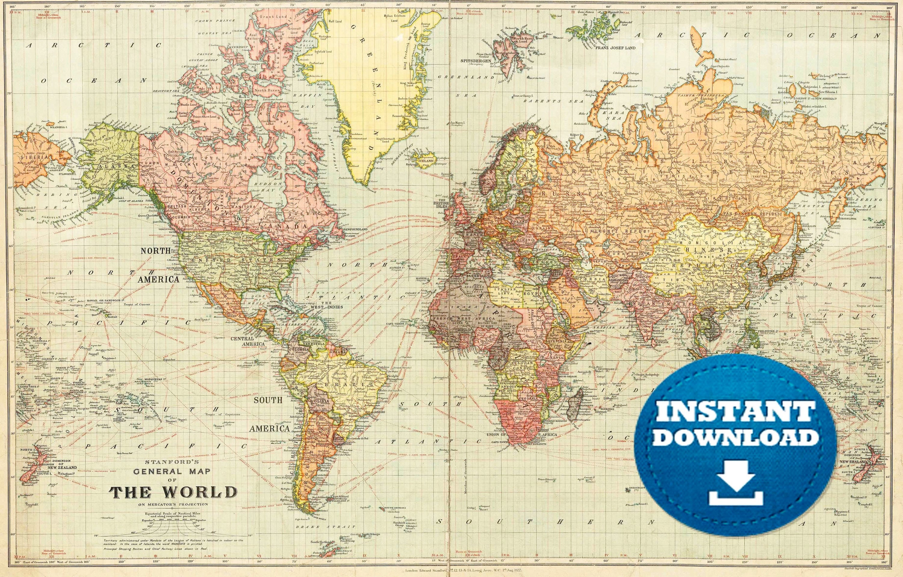 Large Political World Wall Map Laminated Printable World Maps 