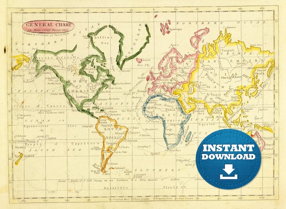 Vintage World Map 1814: Antique Atlas Printable (Digital Download)