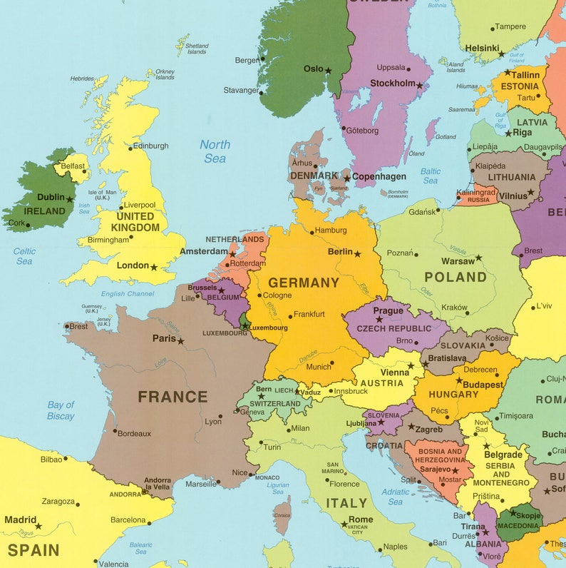 Large Printable Map Of Europe