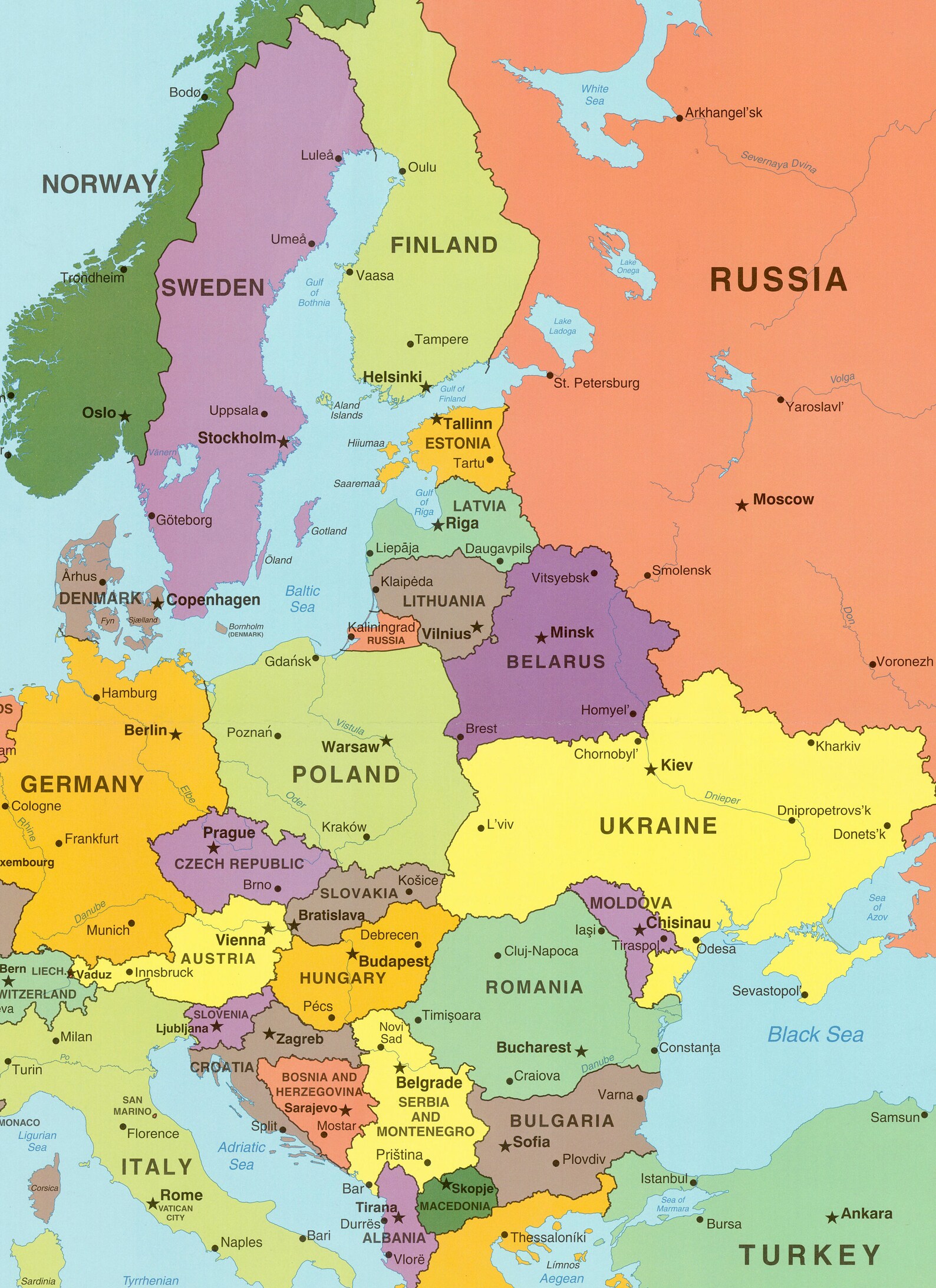 Digital Political Colorful Map Of Europe Ready To Print Map Etsy