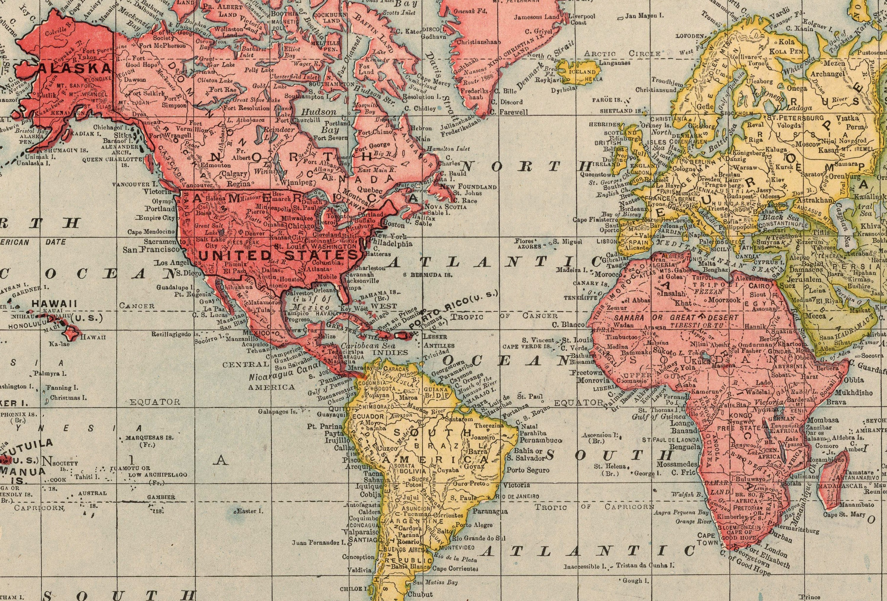 Digital Red Yellow Vintage World Map Printable Download Vintage World