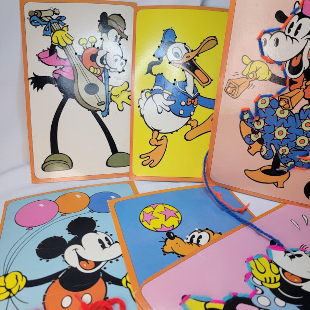 Vintage 1978 Walt Disney Colorforms Mickey Mouse Sewing Cards Donald ...