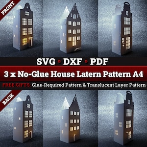 Amsterdam House Lantern Cut Files: Glue-Free Paper Craft (Digital Download)