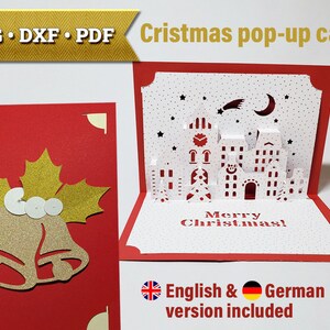File di taglio per biglietti pop-up di Natale (DXF, SVG, PDF). Inglese e tedesco.