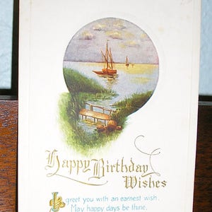 Antique post card, pre-1910, Happy Birthday, unused, embossed, good condition, birthday post card bild 1