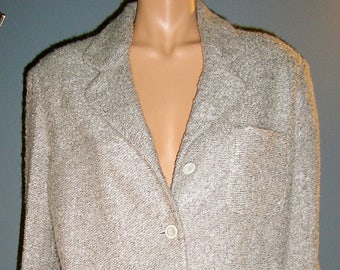 Vintage 80s, gray tweed, boucle, oversized jacket, and wrap skirt, by JRT, size 10, made in Hong Kong,  MINT