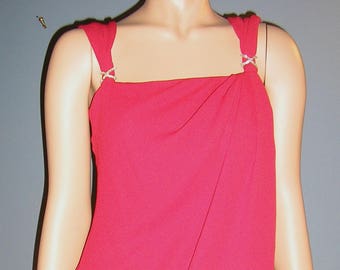 Vintage 80s, Joseph Ribkoff, red, crepe, cocktail dress, size US 6, made in Canada