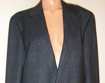Vintage, new, Polo University, gray plaid, Ralph Lauren suit, cuffs, wide lapel, wool suit, pleat front pants