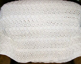 Vintage, Lion Crafters, white spun cotton, knit throw, MINT, Lion Knitting Mill