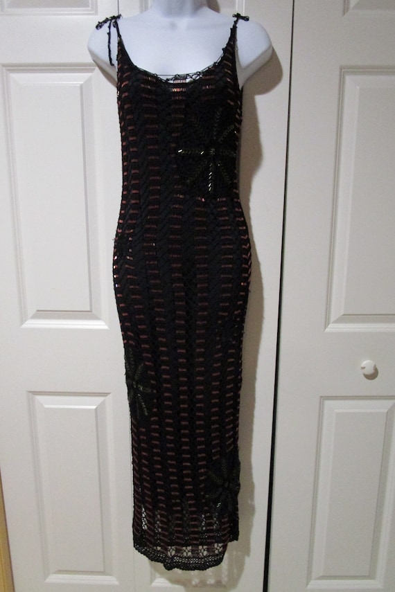 Vintage Nicole Miller NWT crocheted beaded dress,… - image 1