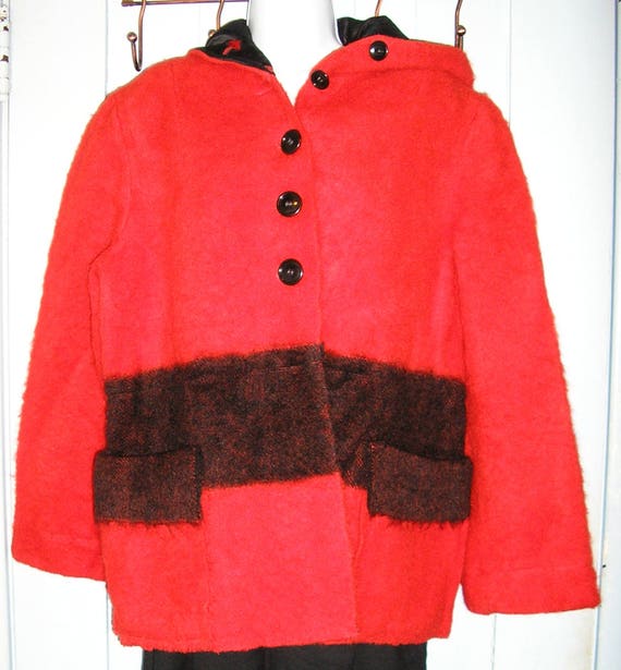 Vintage 50s, Hudson Bay red and black blanket coat