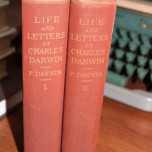 Antique, 1901, The Life and Letters of Charles Darwin, by Francis Darwin, 2 volumes, authorized US edition