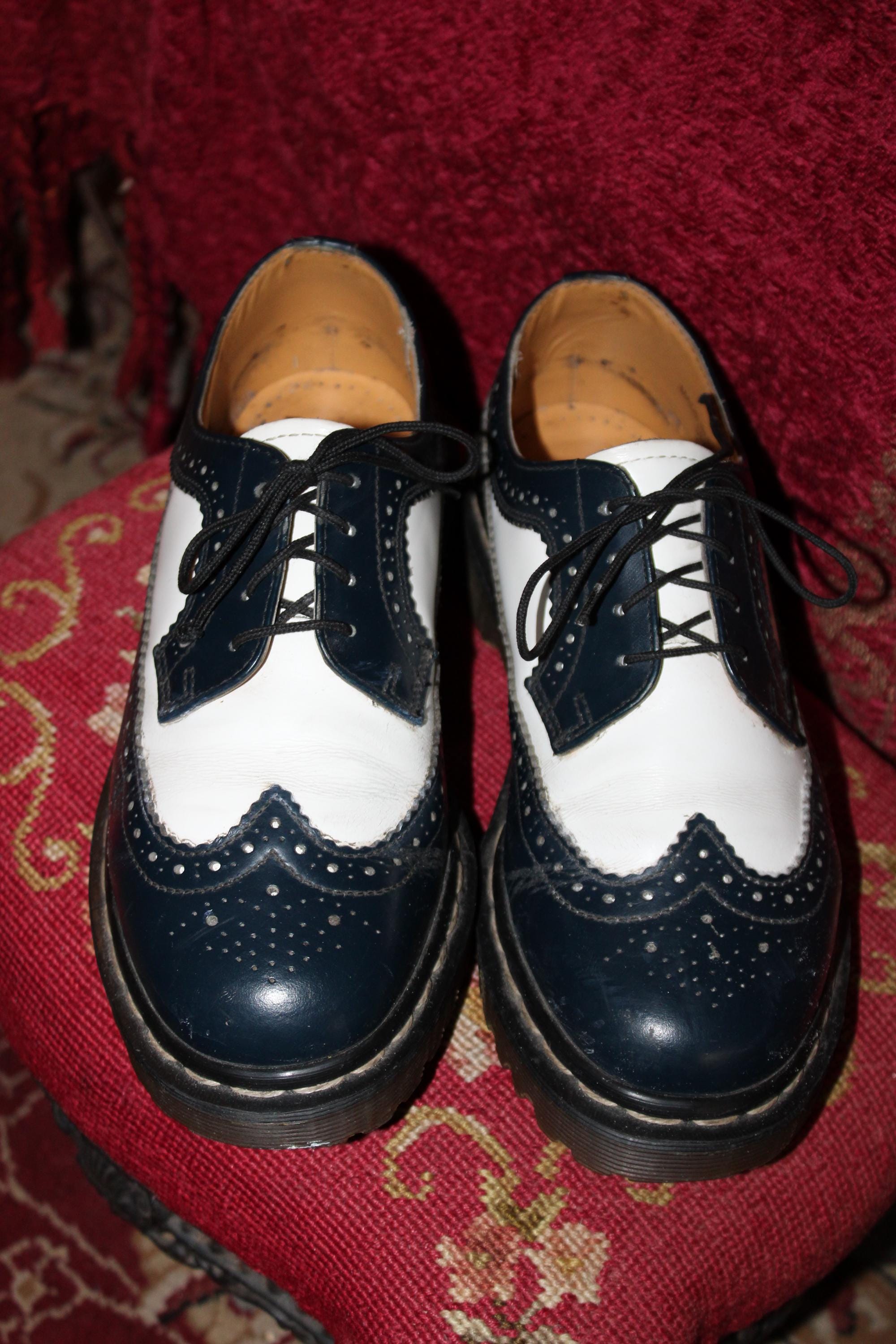 Vintage Doc Marten Wingtip Oxfords, Navy and White, Made in  display picture 1