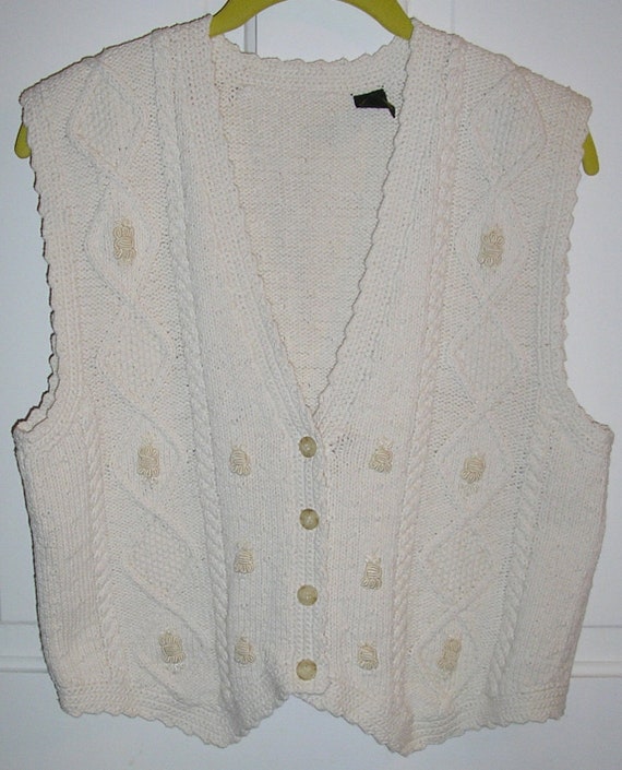 Vintage 80s Cream Linen Cotton Vest Size Medium - Etsy