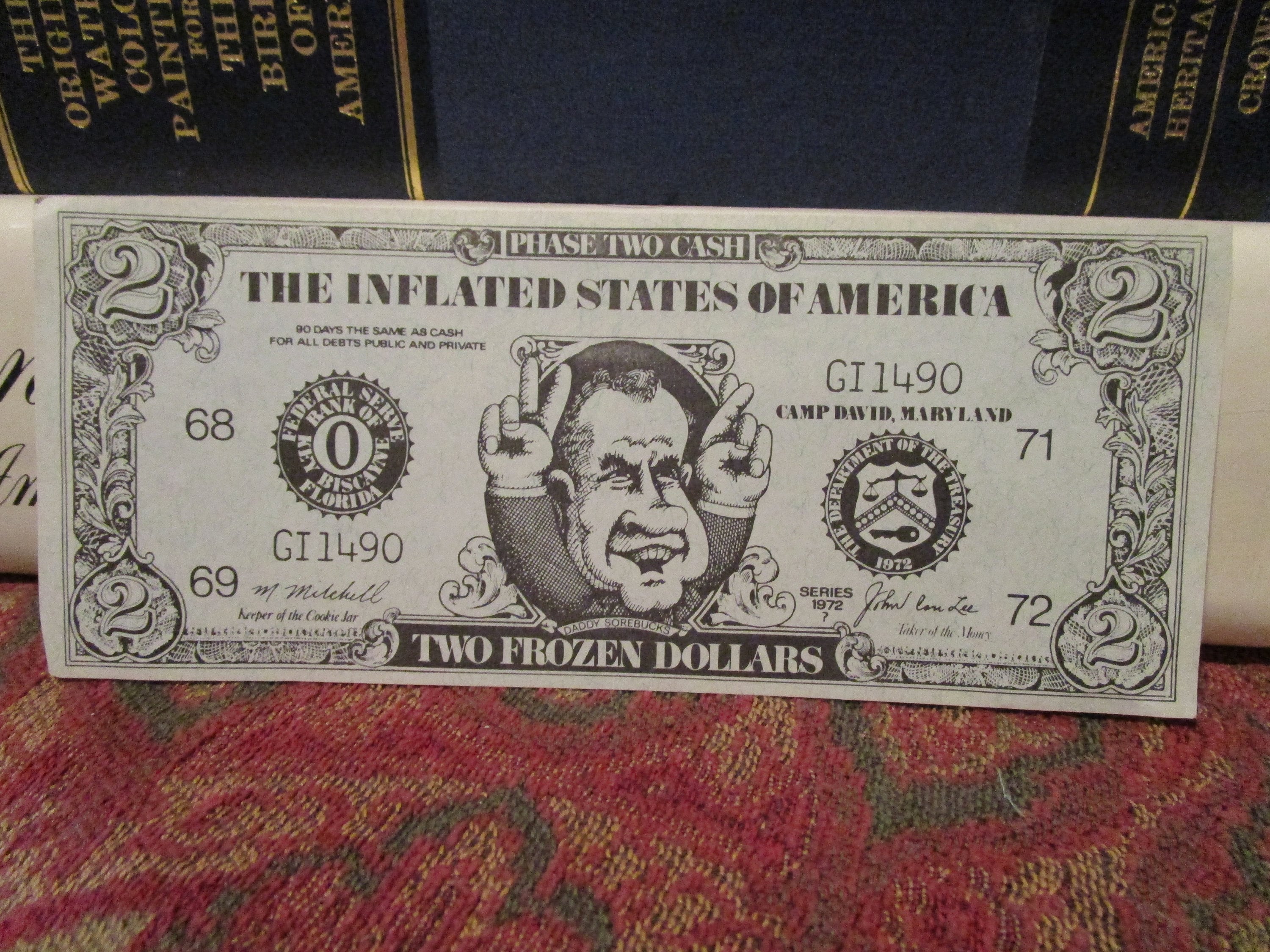 Vintage, 1972, Nixon, Fake Money, Frozen Dollars, Inflation