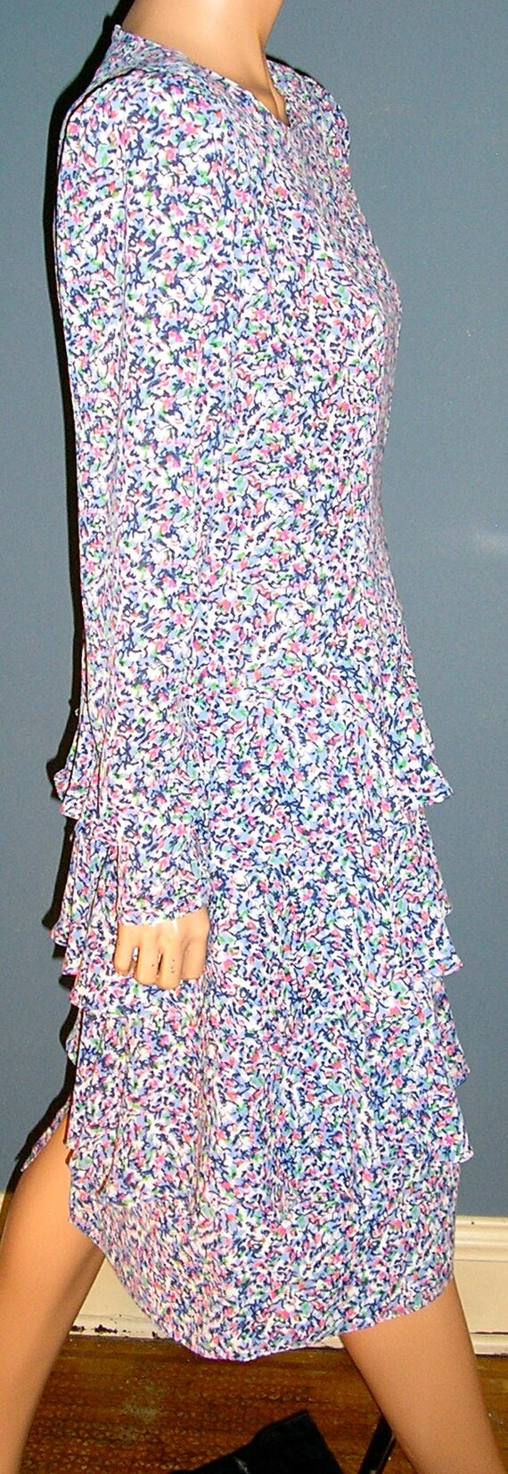 Vintage, 80s, sheer, floral, dress, size 12, Hong… - image 2