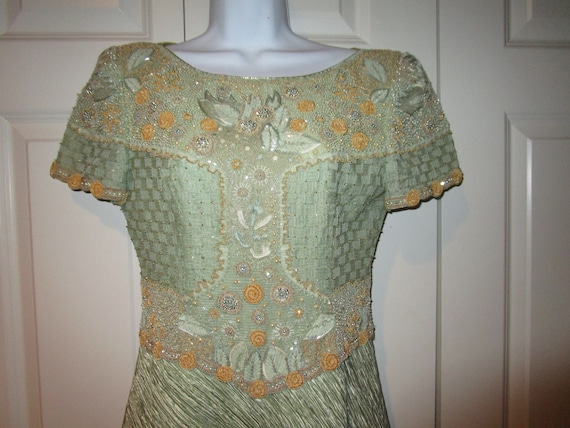 Vintage Mary McFadden, Couture, sea foam green, f… - image 1
