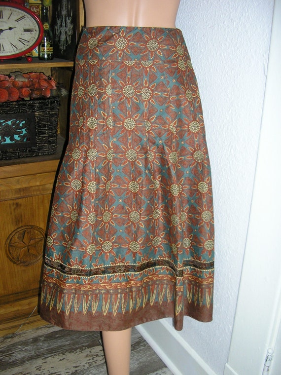 Vintage 90s, Peruvian Connection, linen skirt, siz
