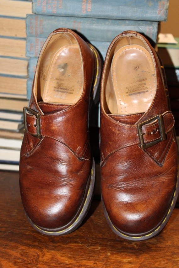 Vintage Doc Marten, brown monk strap shoes, made in England, UK 5, US women 7