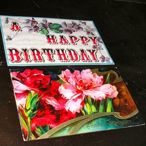 Antique postcards, embossed, Happy Birthday, 1900s, very good condition, set of two, made in Germany