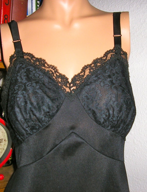 Vintage 50s, black full slip, Lorraine, nylon sli… - image 2