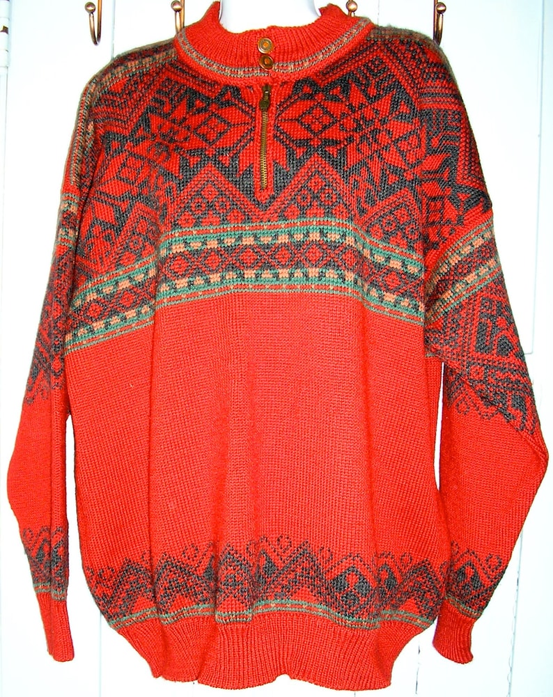 Vintage, Dale of Norway, red, wool, pullover, ski sweater, XL, MINT condition, as new image 1