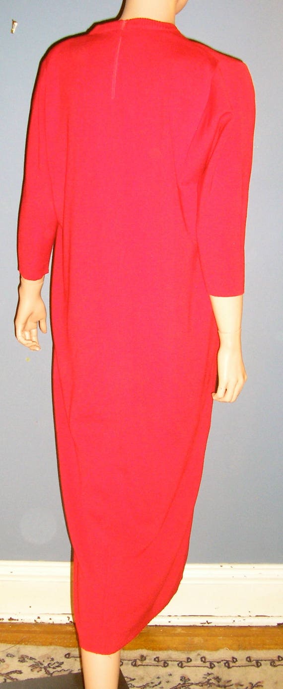 Vintage, late 50s, early 60s, red, knit, wool and… - image 3