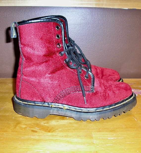 red velvet doc marten boots