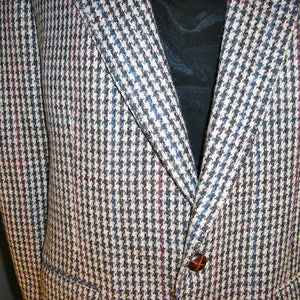 Vintage 80s Wool Herringbone Blazer Jacket Club Fellow - Etsy