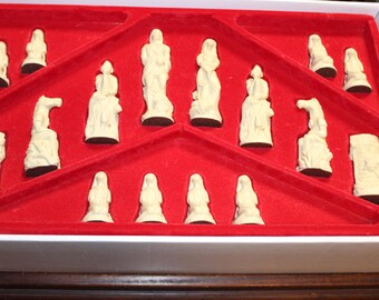 Jeu d'échecs vintage SAC, Studio Anne Carlton, Le Songe d'une nuit d'été, RARE, fait main en Angleterre, dans sa boîte d'origine