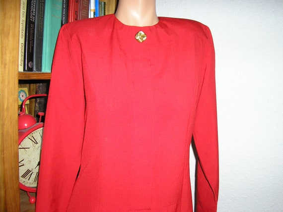 Vintage 90s, Jos A Bank, red dress, pleated front… - image 2