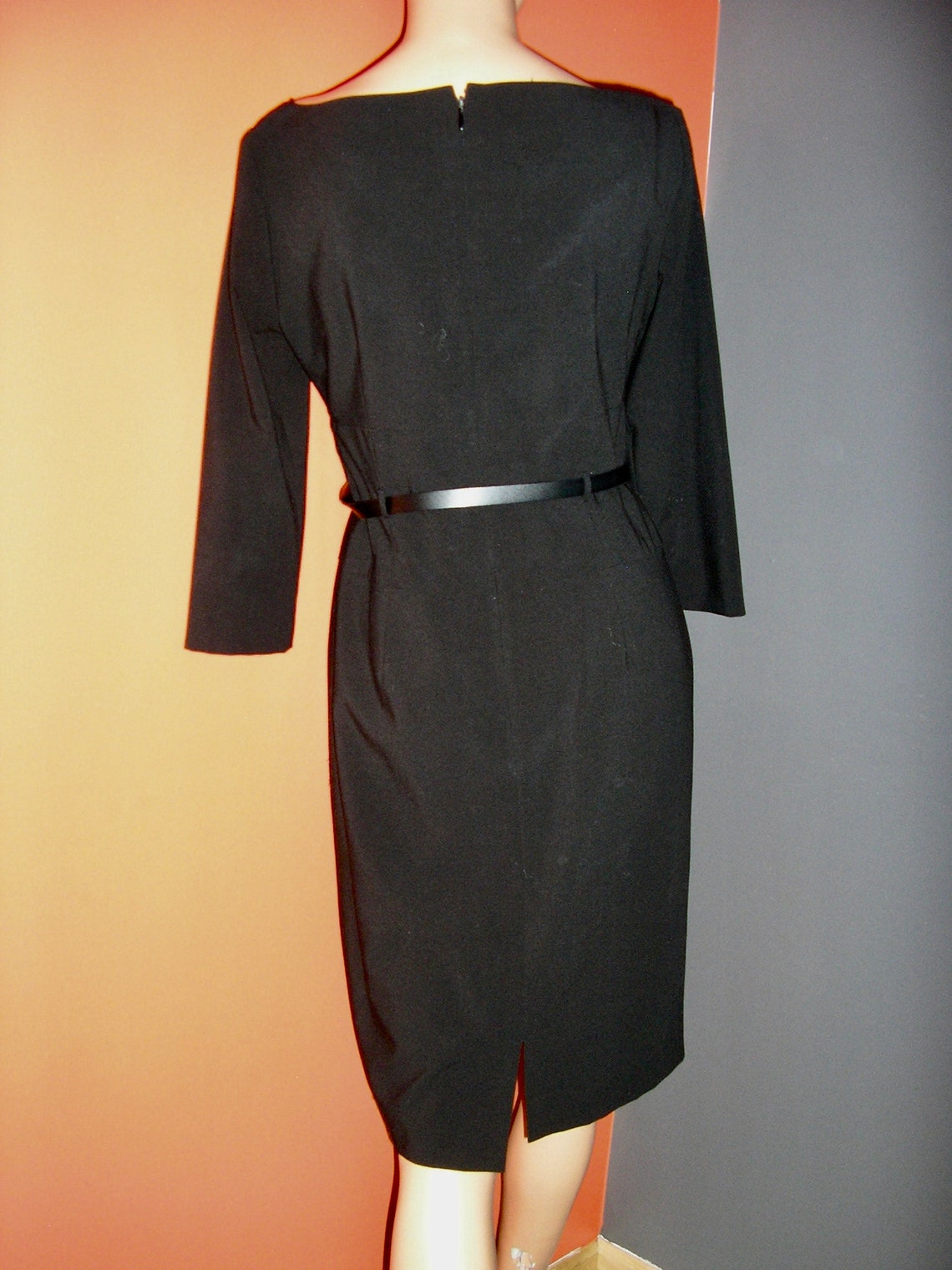 Vintage 90s Arthur Levine 50 Style Black Belted Dress - Etsy