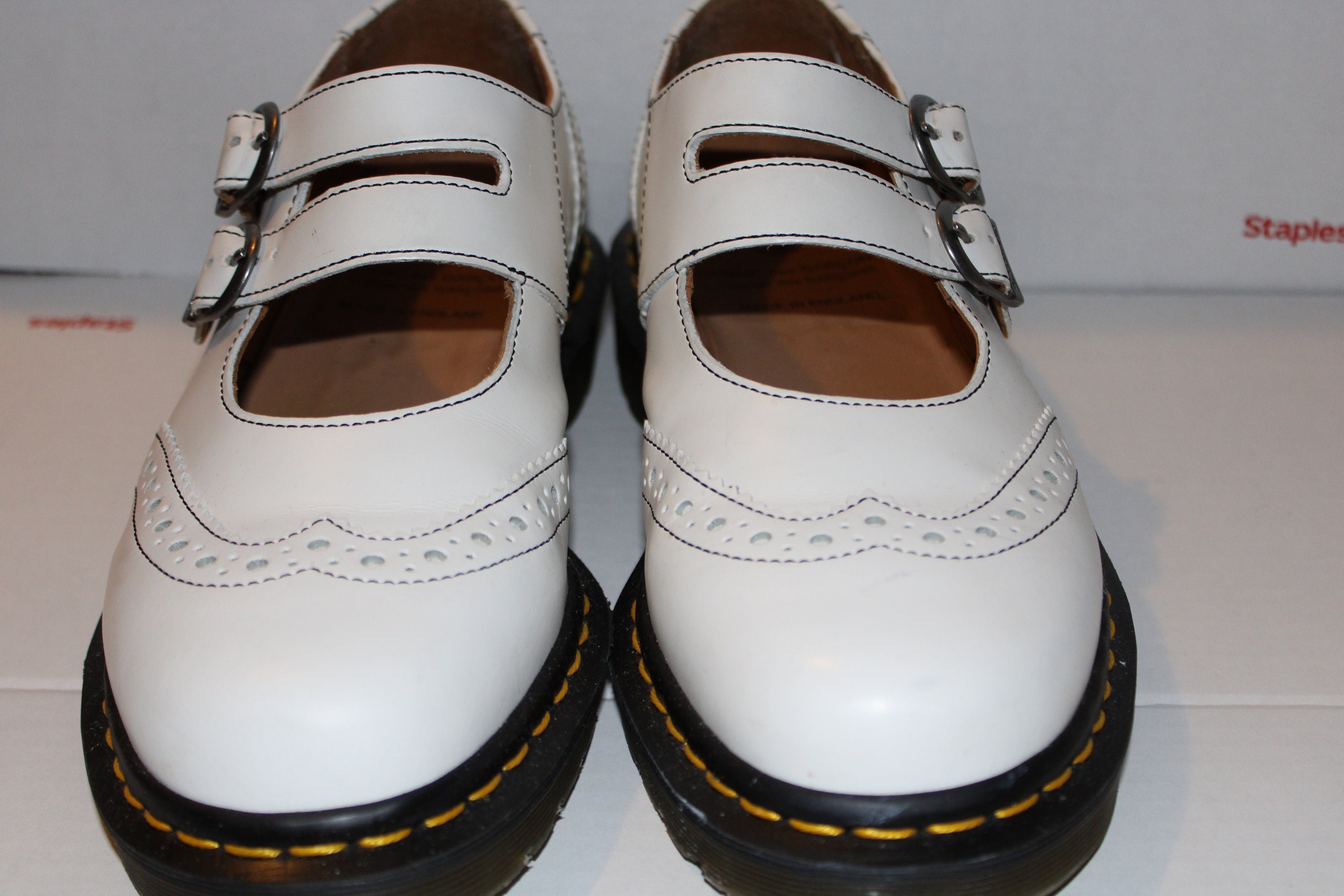 SALE Doc Marten Comme Des Garcons White Double Buckle Shoes Made