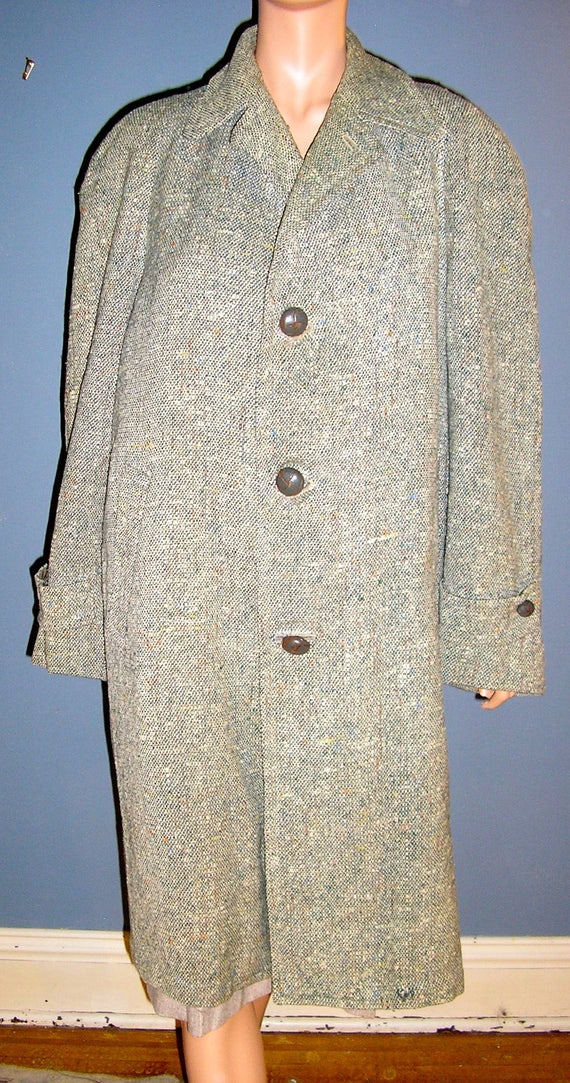 SALE  Vintage 50s, wool, tweed, overcoat, zip out 