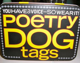 Sale  Vintage, OOP, Poetry Dog Tags, poetry necklace, NIB, complete parts, sealed, MINT, as new condition