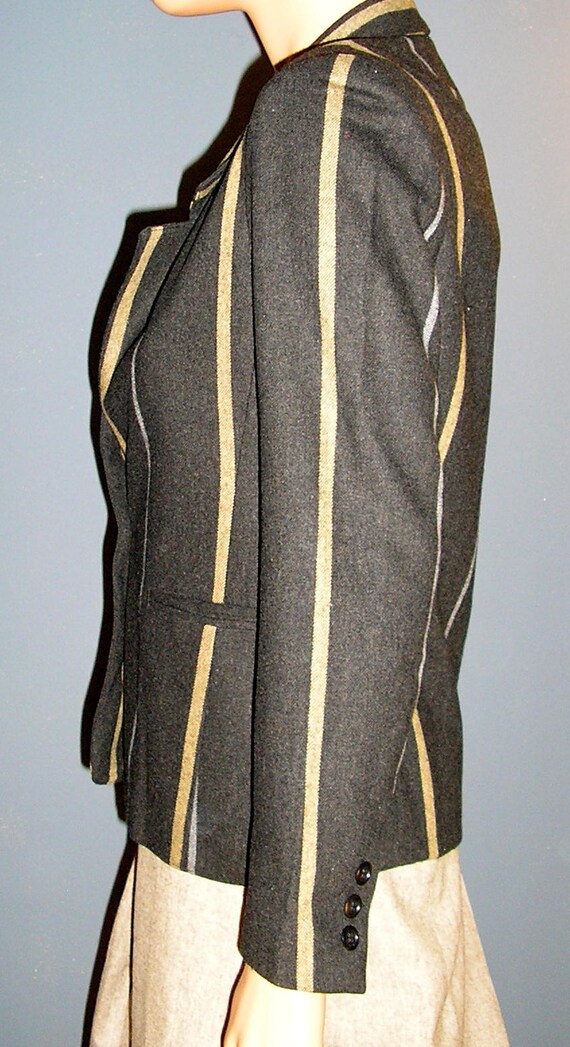 Vintage 70s, gray, wool, striped, jacket, blazer,… - image 2