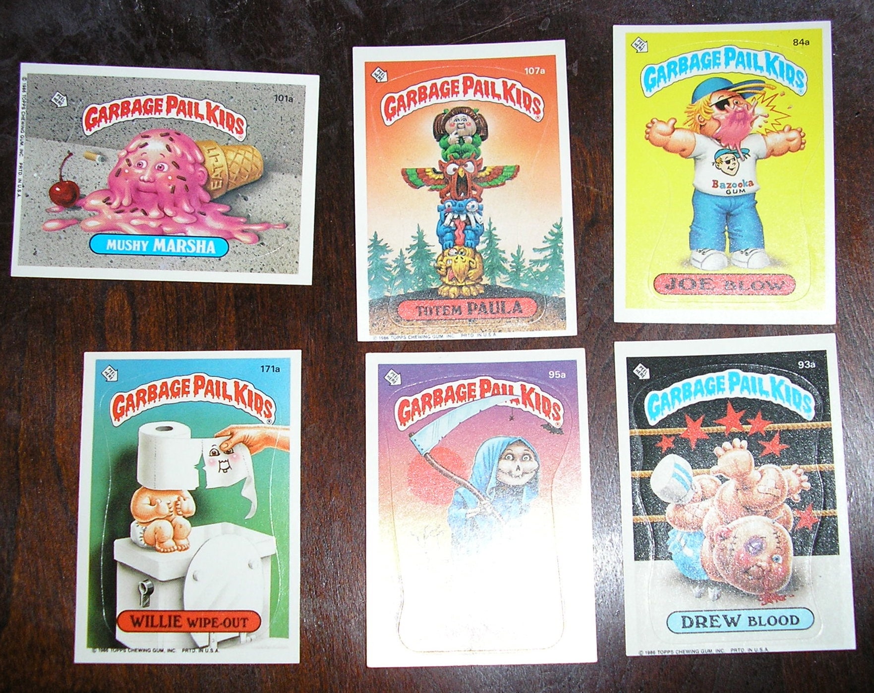 Vintage 85 and 86 Garbage Pail Kids Sticker Trading Cards, Most