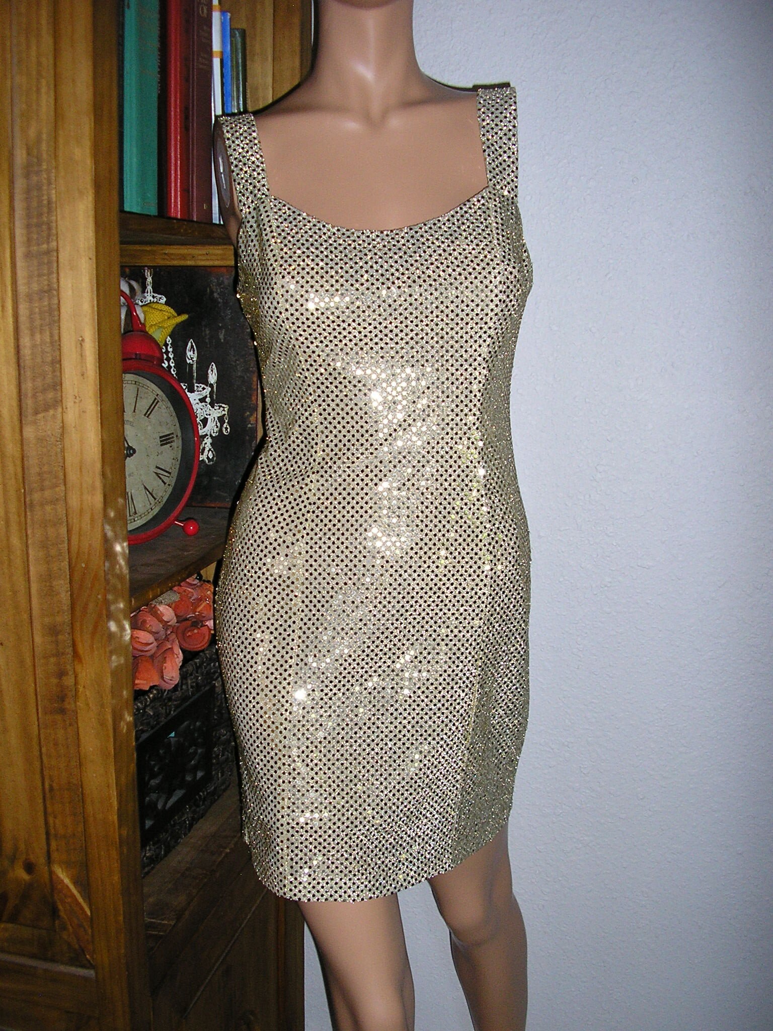 80s gold dress