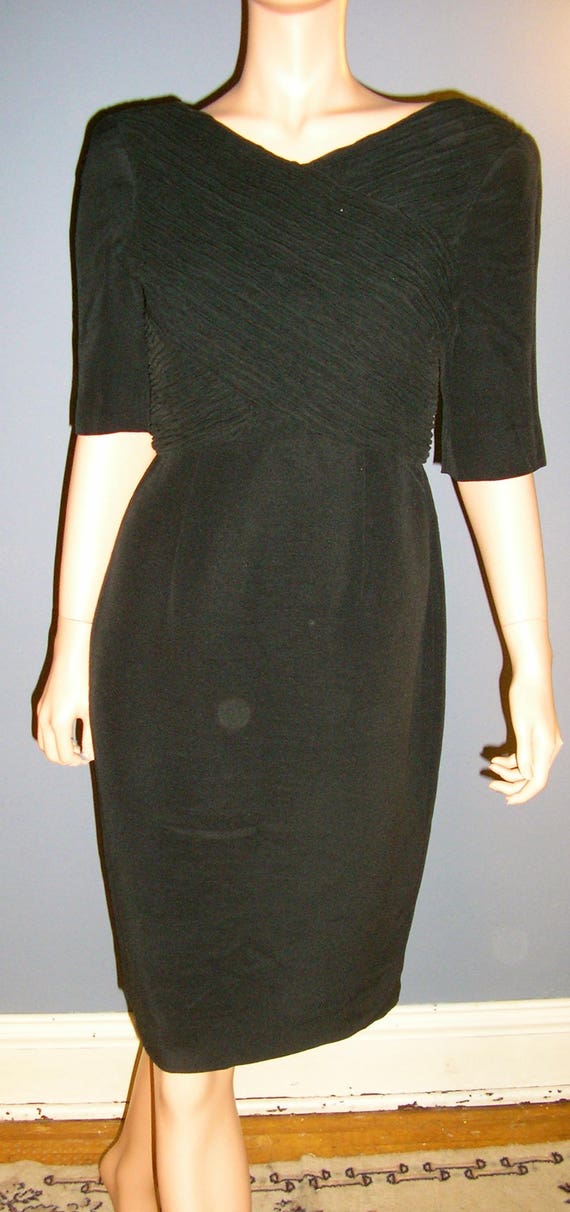 Vintage, late 60s, early 70s, black crepe, cocktai