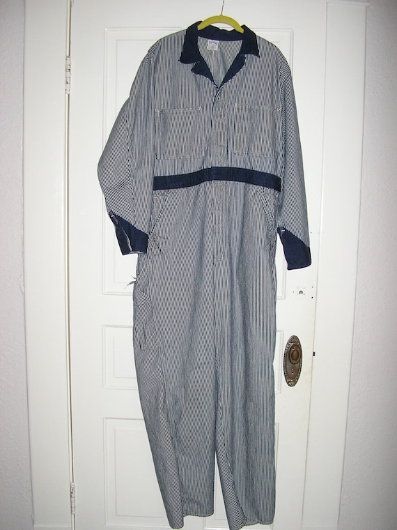 SALE, Vintage 40s, 50s, denim, striped, jumpsuit,