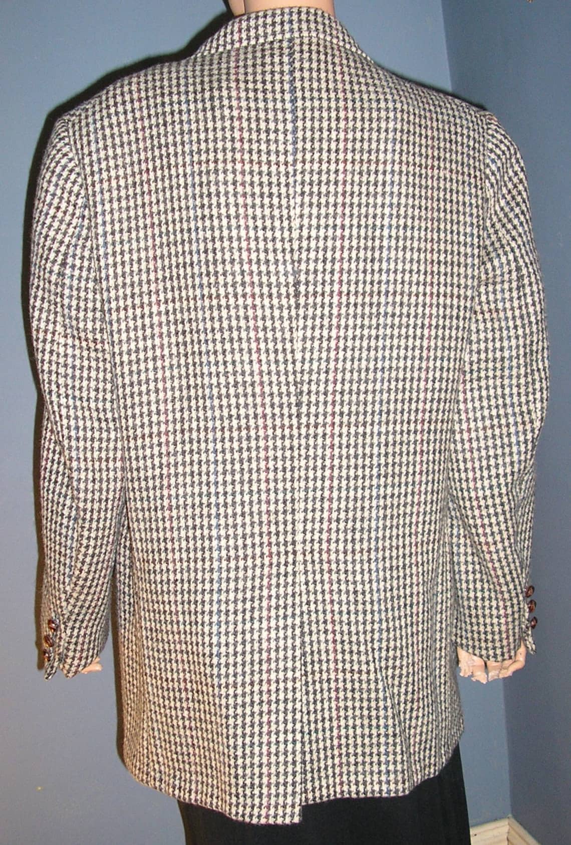 Vintage 80s Wool Herringbone Blazer Jacket Club Fellow - Etsy