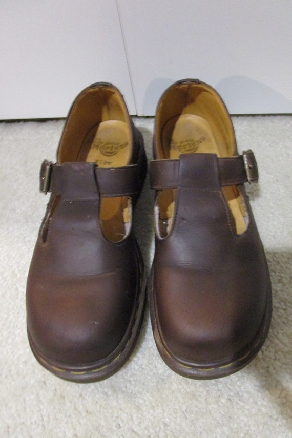 Vintage, 90s, Doc Marten, brown T strap, shoes, m… - image 1
