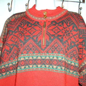 Vintage, Dale of Norway, red, wool, pullover, ski sweater, XL, MINT condition, as new image 2