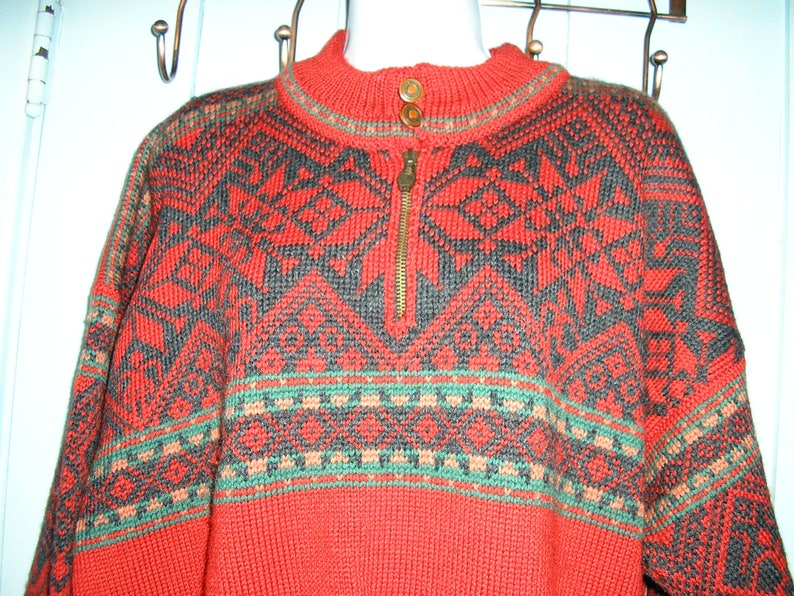 Vintage, Dale of Norway, red, wool, pullover, ski sweater, XL, MINT condition, as new image 2