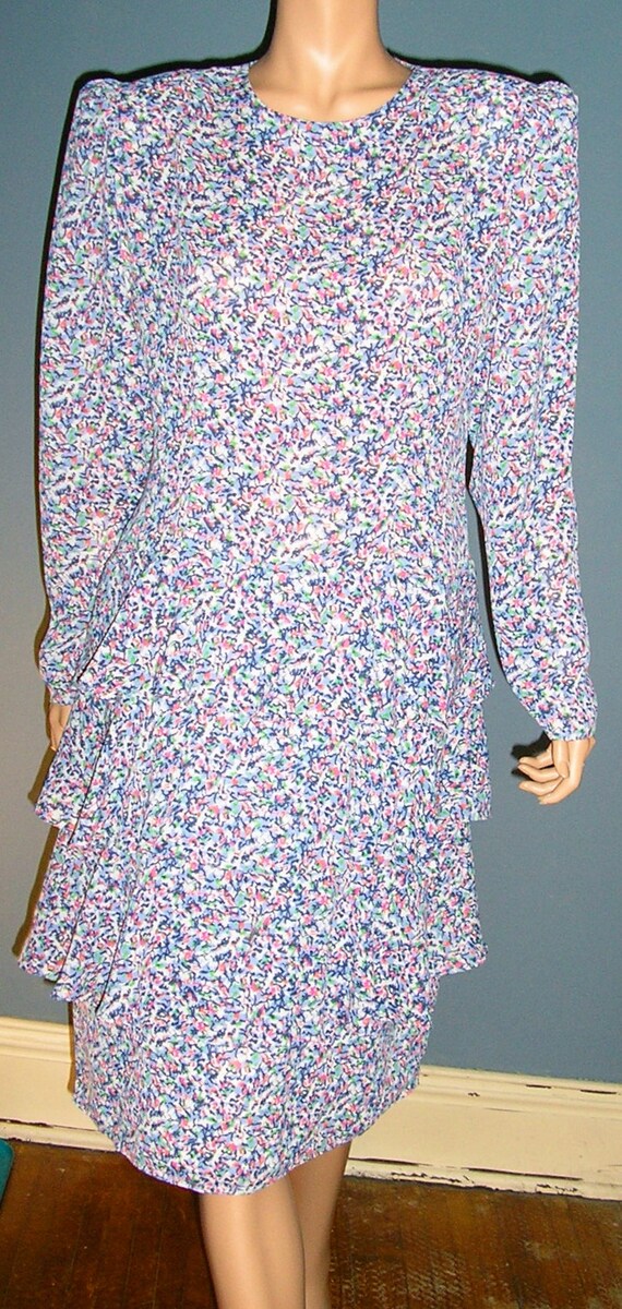 Vintage, 80s, sheer, floral, dress, size 12, Hong… - image 1