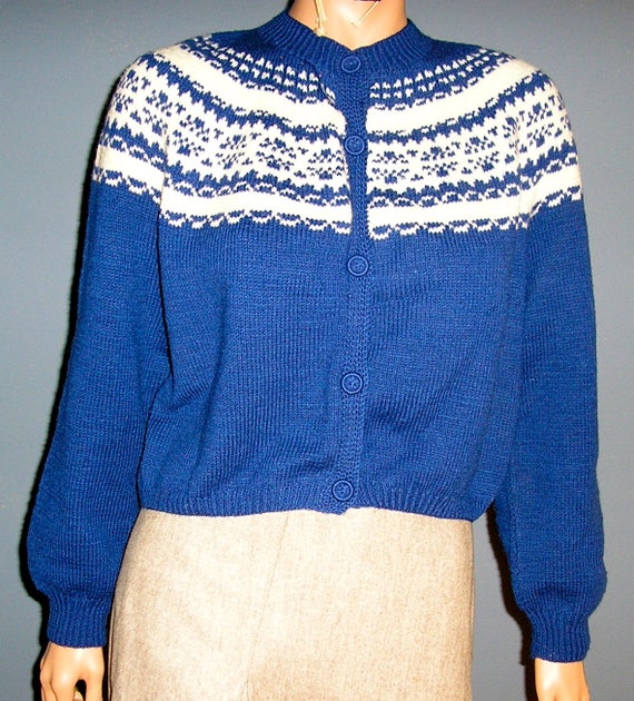 Vintage, 40s, wool, Fairisle, knit, cardigan swea… - image 1