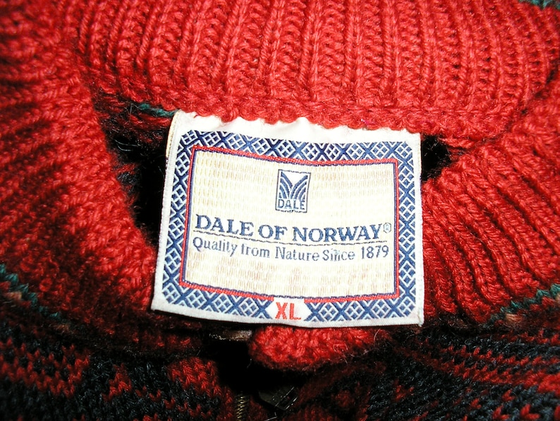 Vintage, Dale of Norway, red, wool, pullover, ski sweater, XL, MINT condition, as new image 4