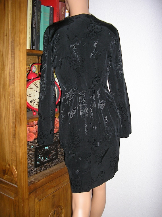 Vintage 80s, black damask, frock coat suit, Franc… - image 4